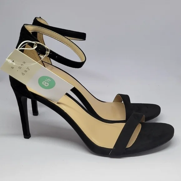 Women's Gillie Microsuede Stiletto Heeled Pump Sandals - A New Day Black 8.5 - Picture 5 of 9